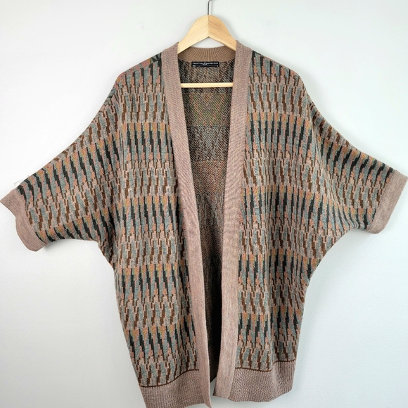Peruvian Connection Long Multicolor Knit Open Cardigan SZ M - Picture 1 of 12